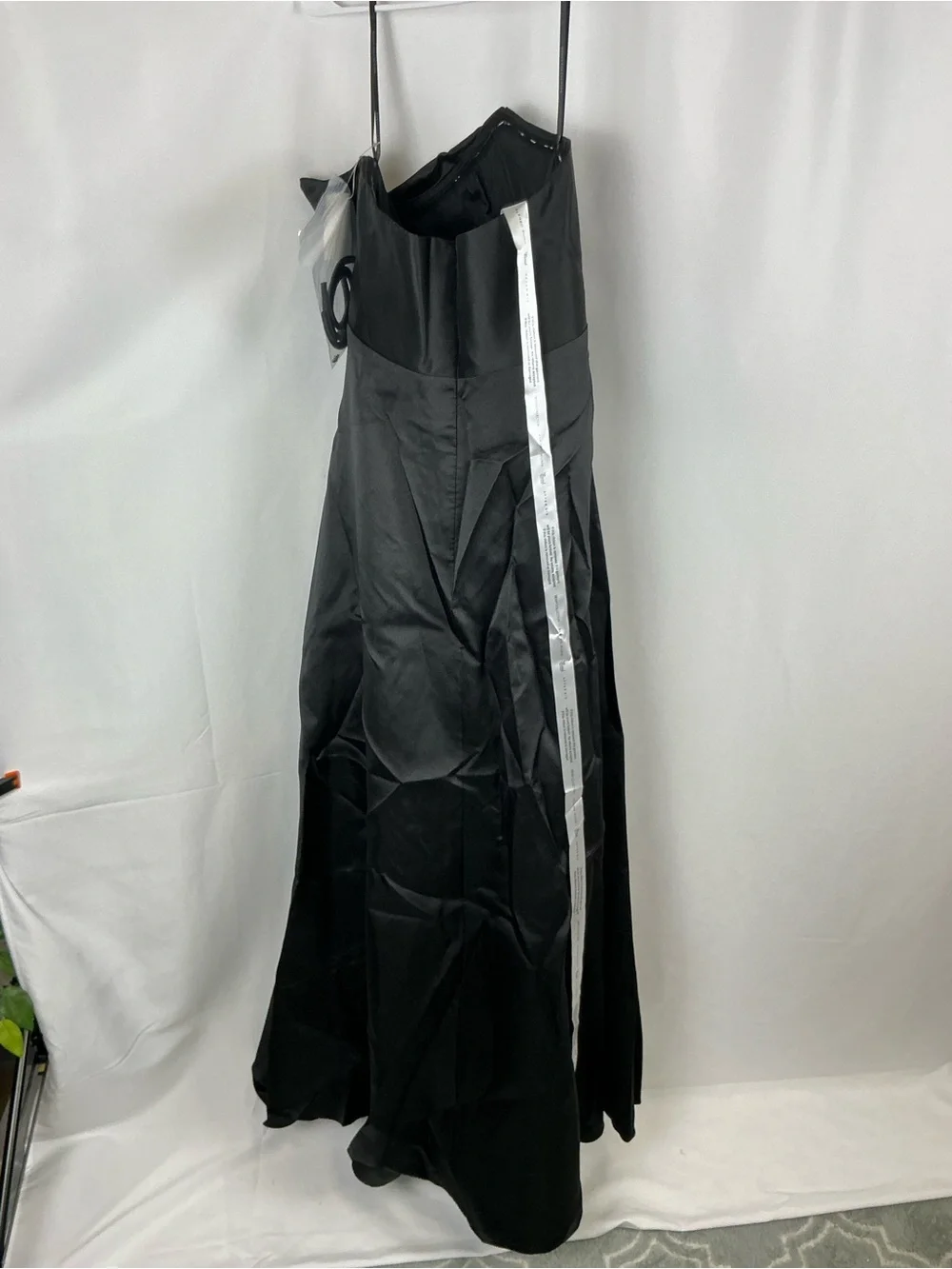 Dessy Collection Black Strapless Draped Satin Maxi Dress